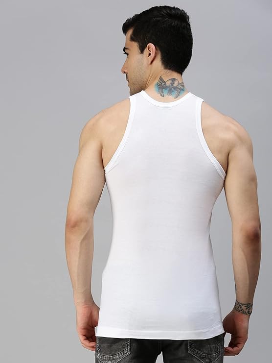 Lux Cozi Men's White Round Neck Sleeveless Cotton Vest (Pack of 5) - DEEPMALA HOSIERY