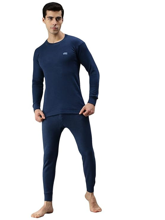 Lux Cottswool Men's BLUE R-Neck Thermal Top and Lower Set - DEEPMALA HOSIERY