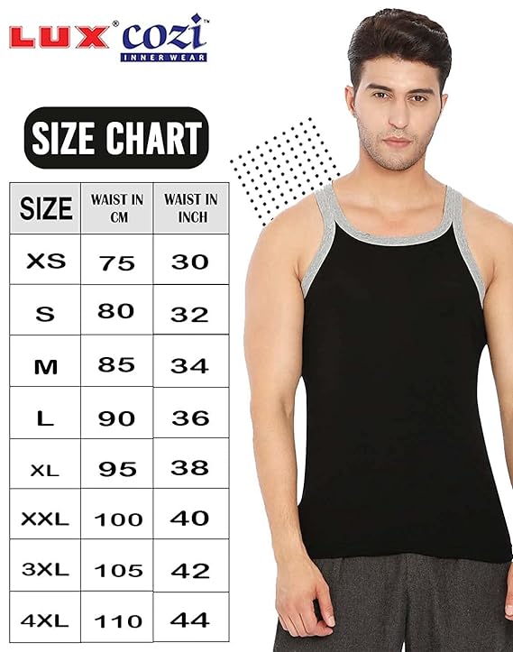 Lux Cozi Cotton Plain/Solid Sleeveless Gym Men's Vest - Pack of 4 (#Xylo-333-Assorted) - DEEPMALA HOSIERY