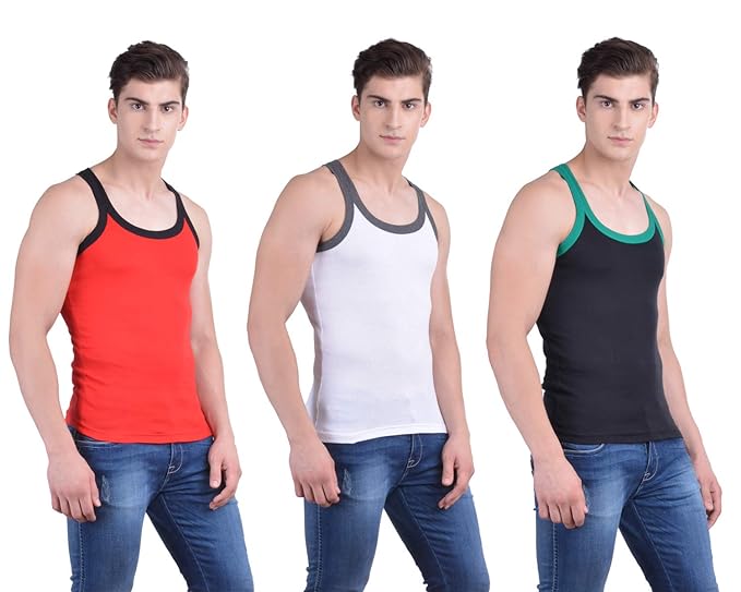 DOLLAR BIGBOSS GYM VEST STYLE BB-10 PACK OF 3 (ASSORTED COLOURS) - DEEPMALA HOSIERY