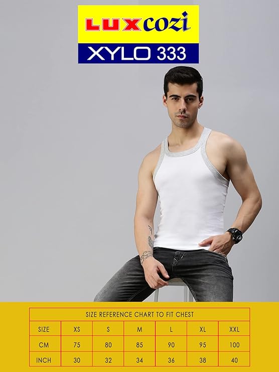 Lux Cozi Cotton Plain/Solid Sleeveless Gym Men's Vest - Pack of 4 (#Xylo-333-Assorted) - DEEPMALA HOSIERY