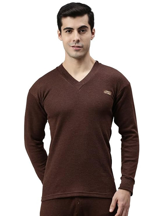 LUX COTTSWOOL VN NECK BROWN UPPER FOR MEN - DEEPMALA HOSIERY