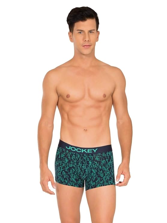 Jockey FP23 Men's Super Combed Cotton Elastane Stretch Printed Trunk with Ultrasoft Waistband PACK OF 2