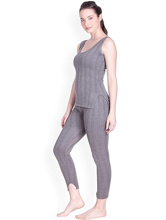 Buy STC Women's Lux Inferno Thermal 3/4 Sleeves Long Top and Slim Lower  (Grey, X-Large) at