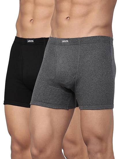 Levi's Men's Cotton Style #010 Comfort Regular Fit Solid Boxer Brief (Pack of 2)