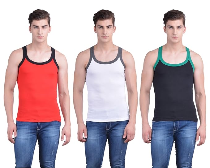 DOLLAR BIGBOSS GYM VEST STYLE BB-10 PACK OF 3 (ASSORTED COLOURS) - DEEPMALA HOSIERY