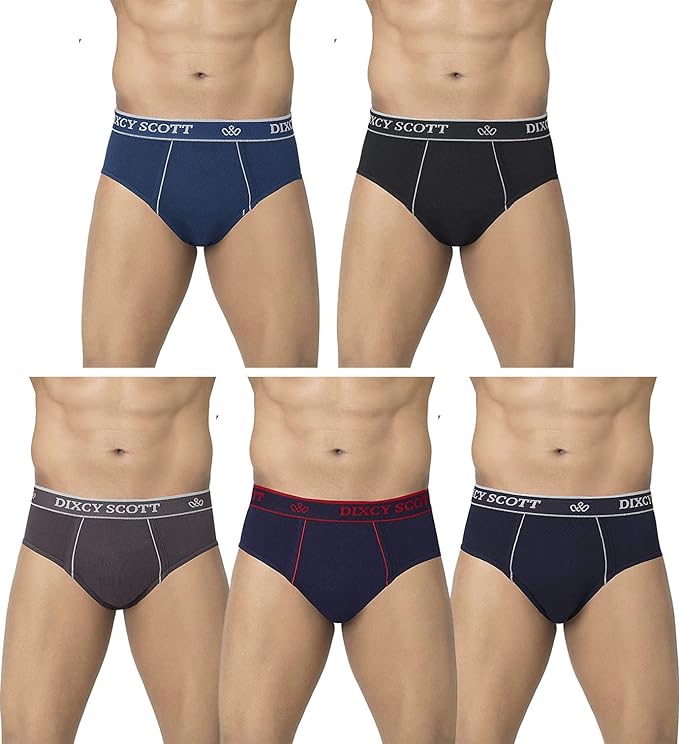 Dixcy Scott Plain/Solid Assorted Cotton Men's Briefs (#Replay-Brief) (ASSORTED COLORS) PACK OF 5 - DEEPMALA HOSIERY