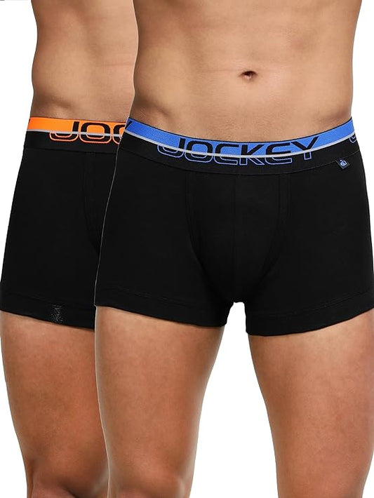 Jockey FP03 Men's Super Combed Cotton Rib Solid Trunk with Ultrasoft Waistband (Pack of 2)