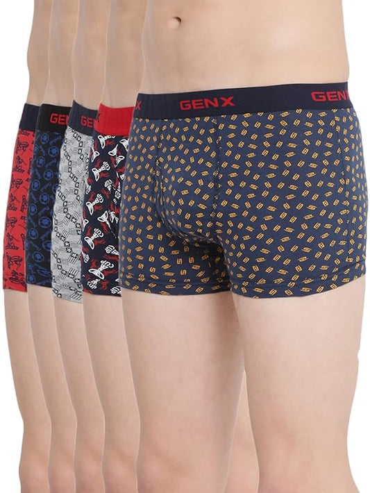 GENX Men's PRINTED MINI Trunks PACK OF 5