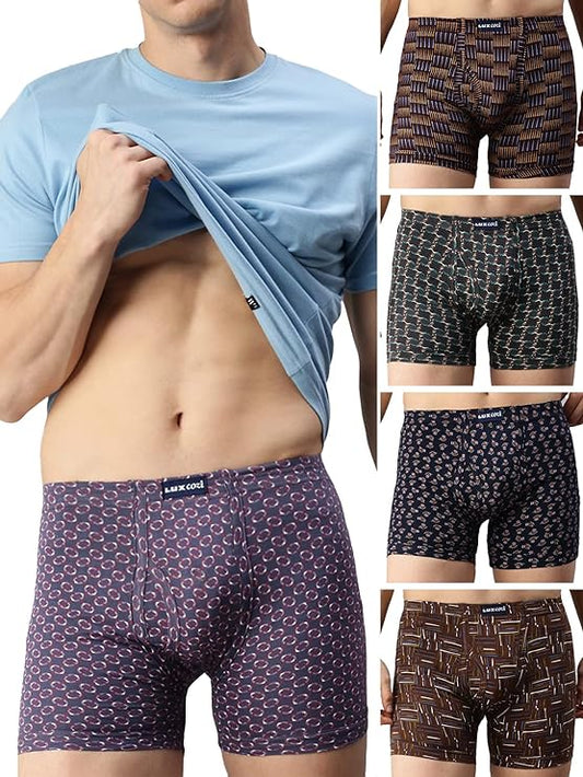 Lux Cozi Men's Assorted Inner Elastic Long Printed Trunk Pack Of 5