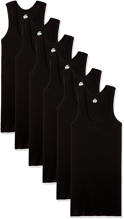 Dollar Bigboss DERBY BLACK Men's Cotton Vest (Pack of 6)