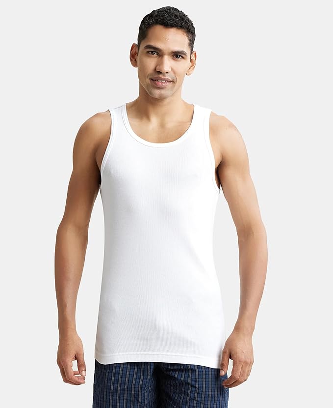 Jockey 8823 Men's Super Combed Cotton Rib Round Neck Sleeveless Vest with Stay Fresh Properties (Pack of 2)