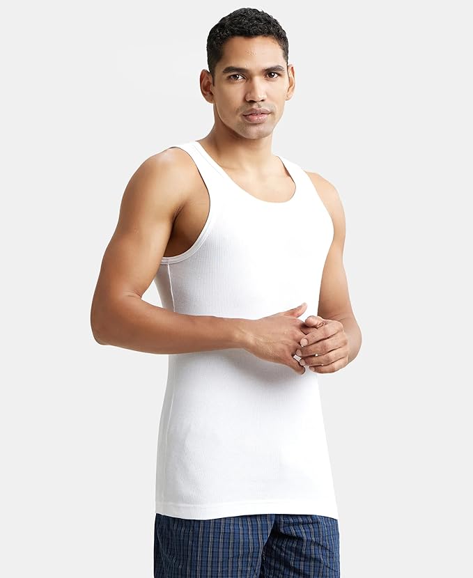 Jockey 8823 Men's Super Combed Cotton Rib Round Neck Sleeveless Vest with Stay Fresh Properties (Pack of 2)