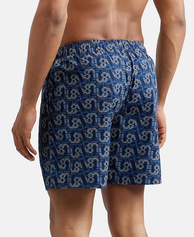 Jockey US57 Men's Super Combed Mercerized Cotton Woven Printed Boxer Shorts with Side Pocket (ASSORTED COLOUR & PRINTS)