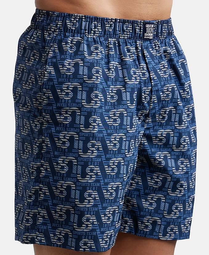 Jockey US57 Men's Super Combed Mercerized Cotton Woven Printed Boxer Shorts with Side Pocket (ASSORTED COLOUR & PRINTS)