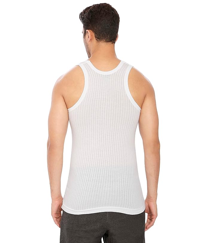 Lux Cozi 100% Cotton Men's Sleeveless Parker(LINING) White Vest Pack Of 4