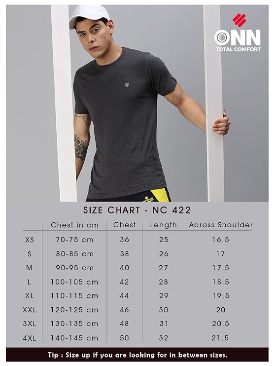 ONN Men's Half Sleeves Round Neck 100% Cotton T-Shirt