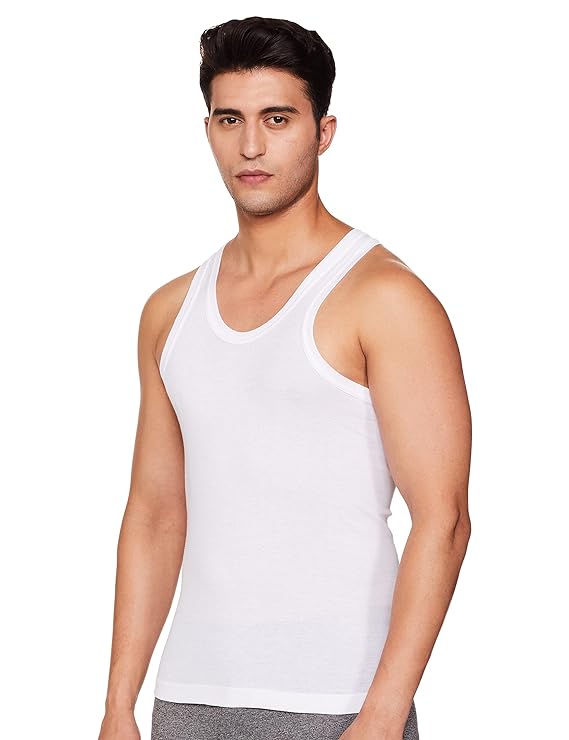 Rupa Frontline Men's Solid White Vest (Pack of 6)