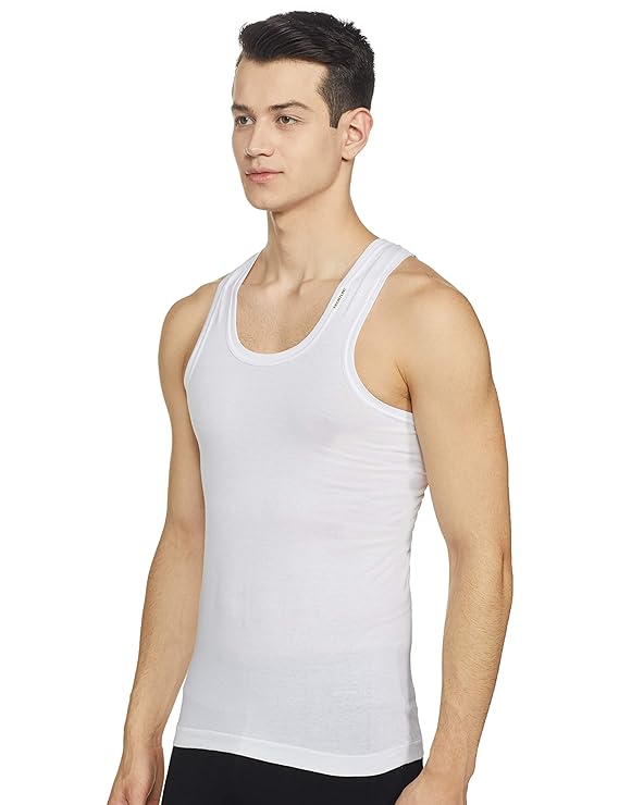 Rupa Frontline Men's Solid White Vest (Pack of 5)