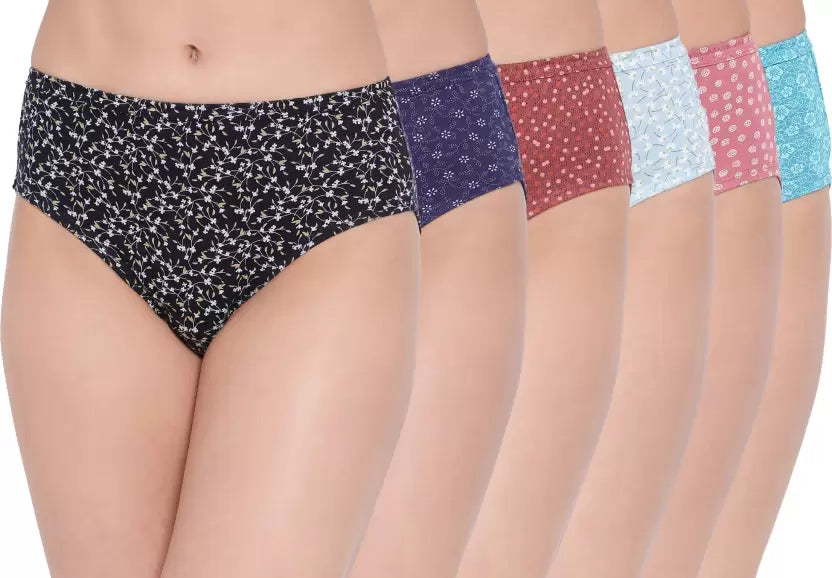 LYRA HIPSTER PRINTED LADIES PANTIE PACK OF 6 (STYLE # 214) ASSORTED PRINTS & COLORS - DEEPMALA HOSIERY